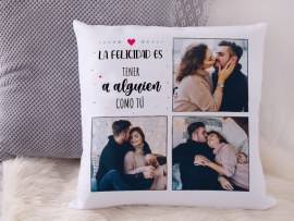 Cojín personalizado la felicidad es