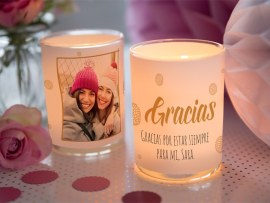Vaso para vela Gracias