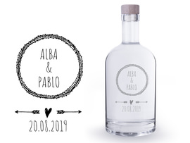 Botella grabada collage boda