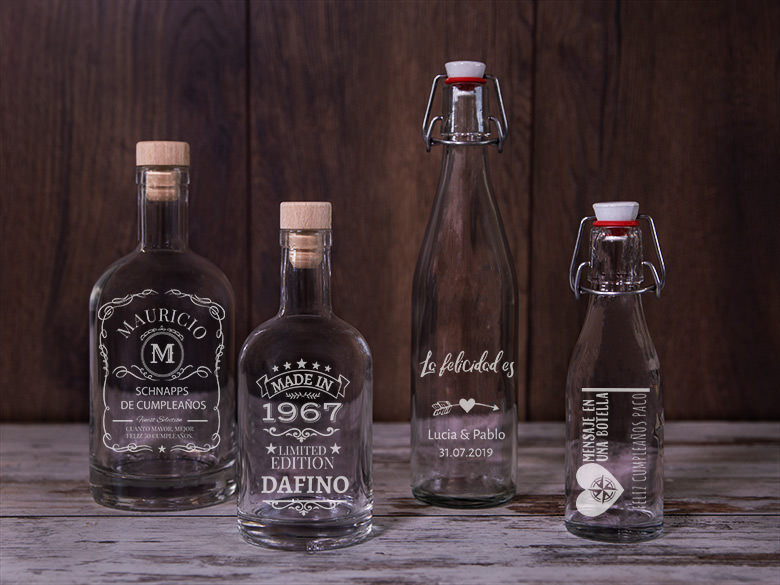 Botellas pequeñas vidrio personalizadas