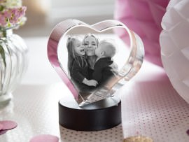 Corazón de cristal con foto