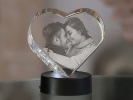Corazón de cristal personalizado