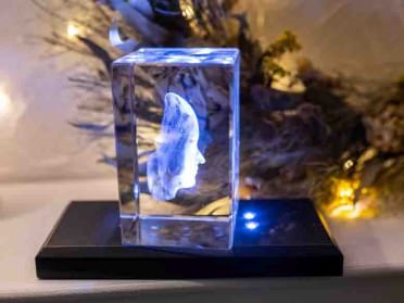 Foto en cristal 3D con base de luz