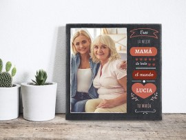 Placas de pizarra con fotos mamá