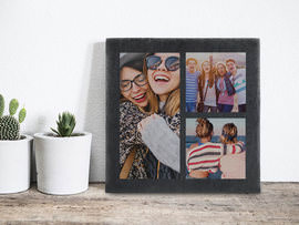 Placa de pizarra con foto amigos