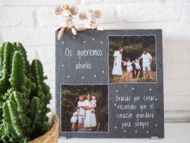 Placa de pizarra con foto