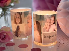 Vaso para vela con varias fotos