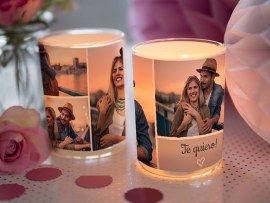 Vaso para vela con foto