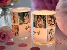 Vaso para vela con foto