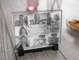 Placa de cristal grabada con foto