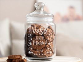 Tarro de cristal grabado