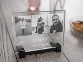 Placa de cristal con foto como regalo romántico
