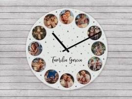 Reloj de pared con fotos