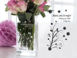Florero de cristal regalo para mamá